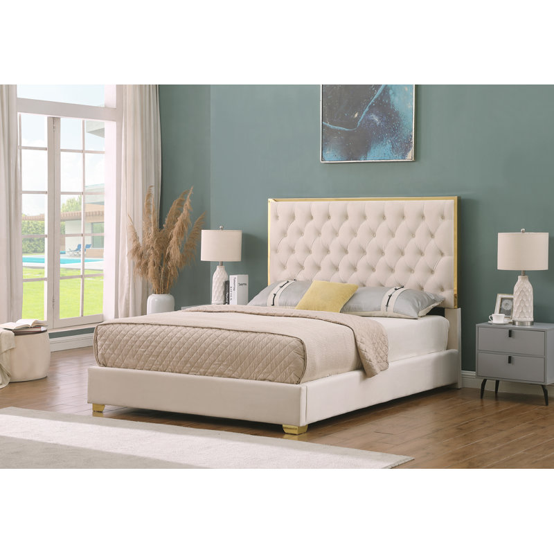 Everly Quinn Valmar Morden Tufted Upholstered Golden